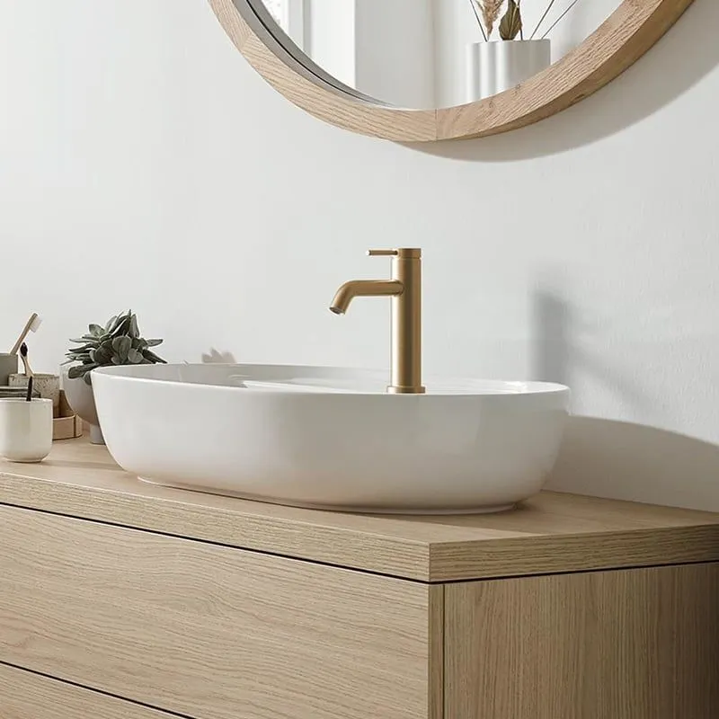 Смеситель однорычажный для раковины HANSGROHE TECTURIS S 73311140 110 мм, c EcoSmart+, без донного клапана, цвет Шлифованная бронза