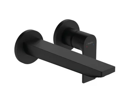 Однорычажный настенный смеситель для раковины HANSGROHE REBRIS E 72568670 с изливом 200 мм, чёрный матовый