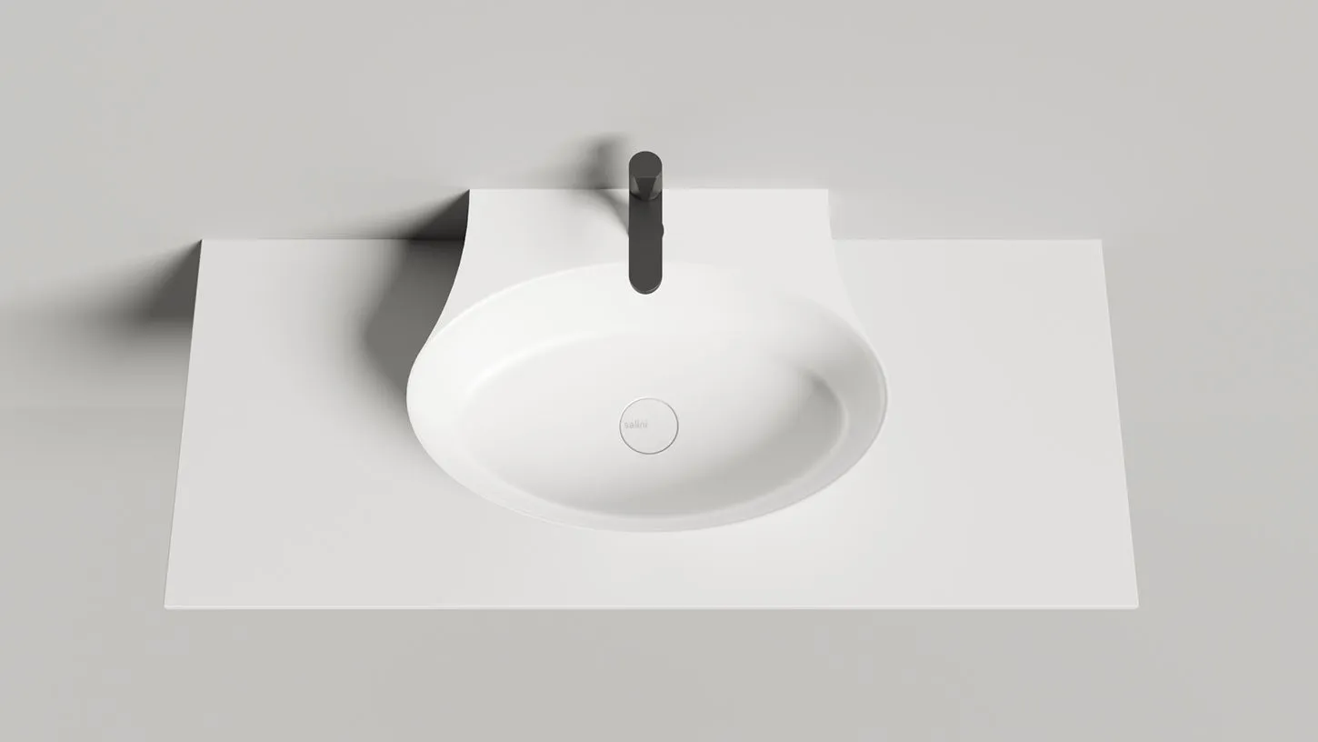 Раковина подвесная/накладная овальная SALINI ALDA WALL 01 140311G 450х580х150мм, S-Sense, с отверстием под смеситель, цвет Белый глянцевый