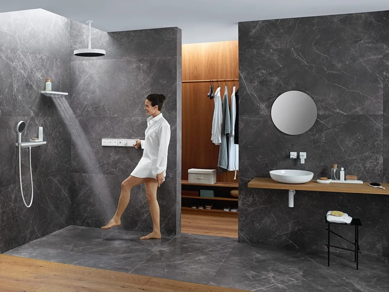 Боковой душ Hansgrohe Rainfinity 500 1jet 26243700 с полкой, белый матовый