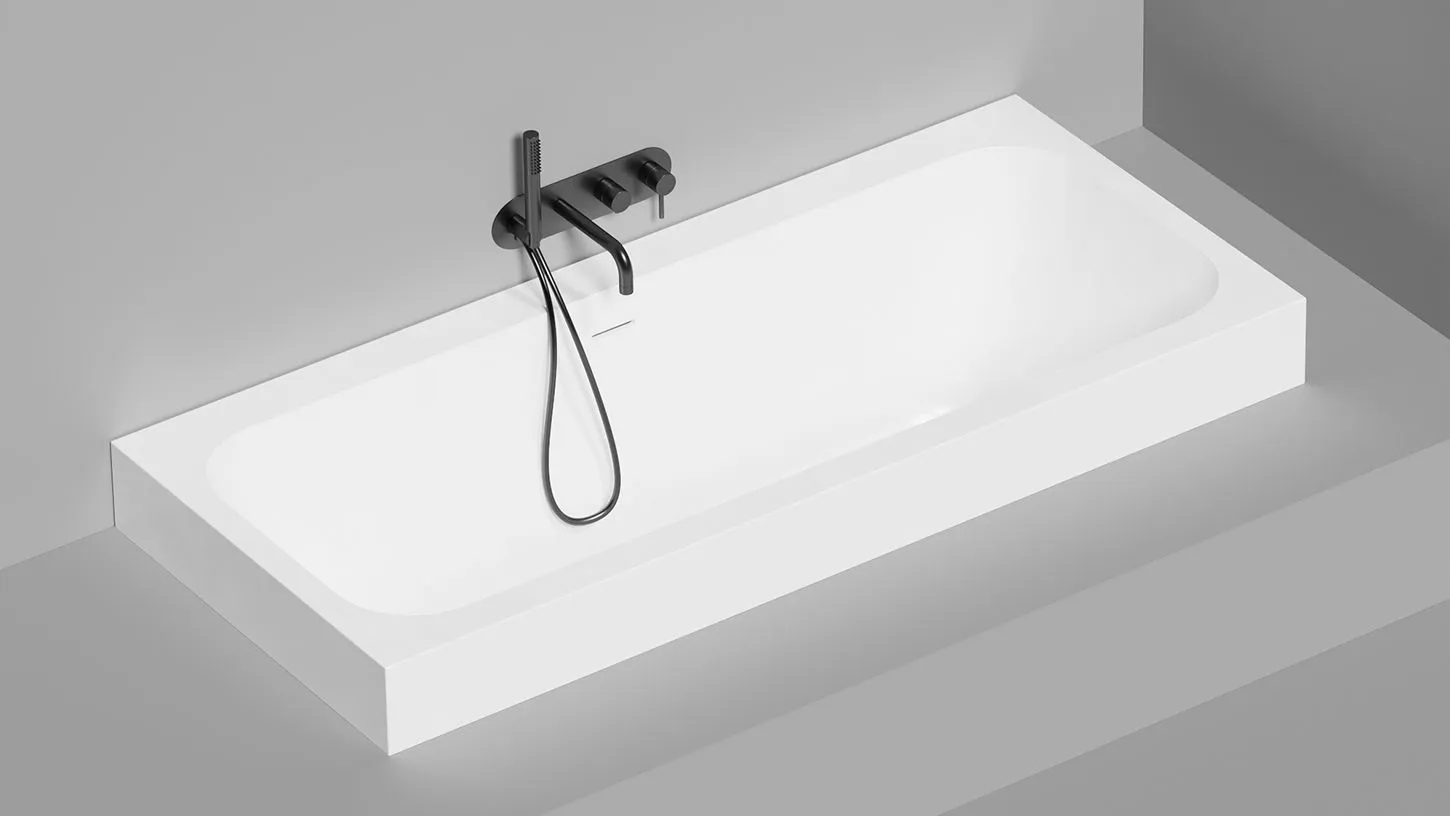 Встраиваемая прямоугольная ванна SALINI ORLANDA AXIS KIT 103312M 800х1804х600 мм, с регулируемыми ножками, из S-Sense, слив-перелив, сифон, донный клапан, цвет Белый матовый