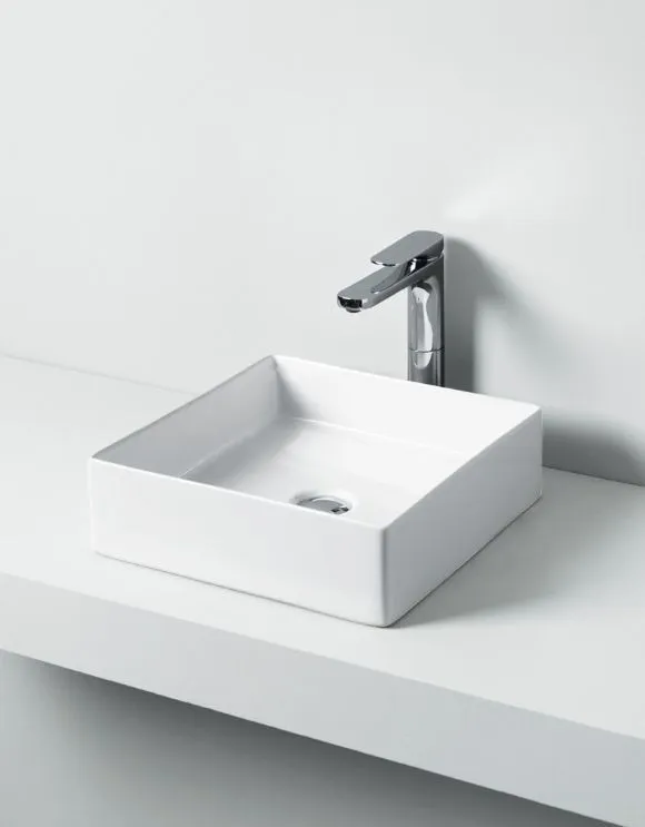 Раковина квадратная накладная ARTCERAM SCALINO SCL001 01 00 380 мм х 380 мм, без отверстия под смеситель, без перелива, белый глянцевый