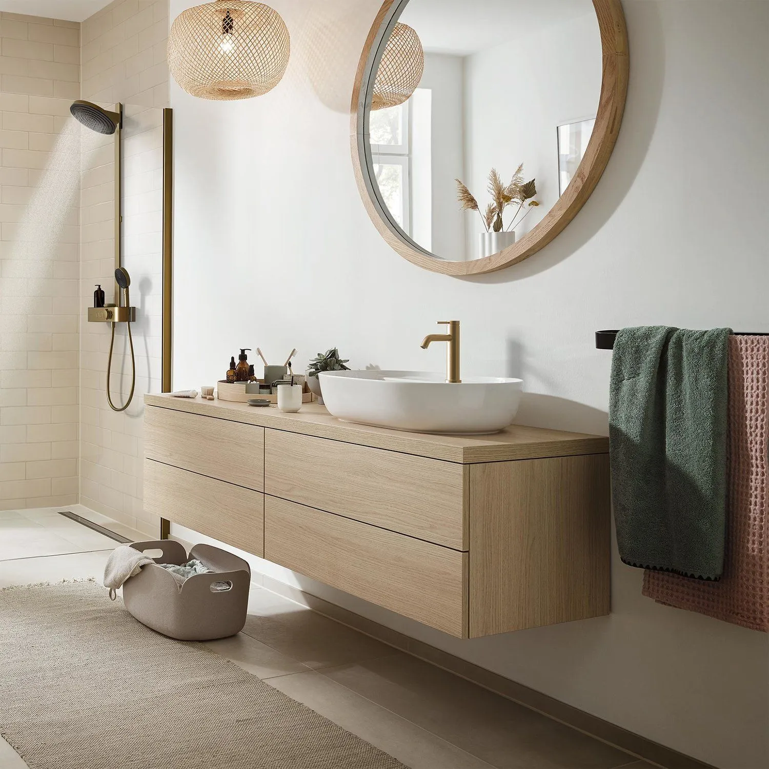 Смеситель однорычажный для раковины HANSGROHE TECTURIS S 73311140 110 мм, c EcoSmart+, без донного клапана, цвет Шлифованная бронза
