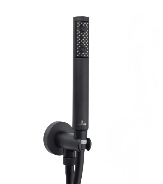 Душевой комплект Bossini Zen C12002C.073 с лейкой, шлангом и держателем, чёрный матовый