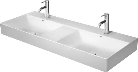 Раковина подвесная двойная DuraSquare 2353120041 с одним отверстием под смеситель, без перелива, белая