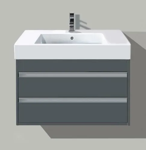 Тумба подвесная под раковину Duravit Ketho 6641 49 с двумя выдвижными ящиками, графит матовый