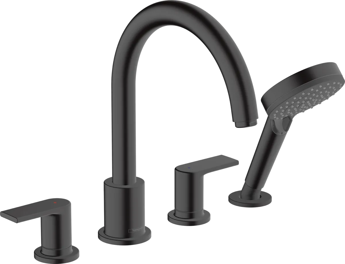 Смеситель на край ванны на 4 отверстия HANSGROHE Vernis Shape 71459670 Матовый чёрный