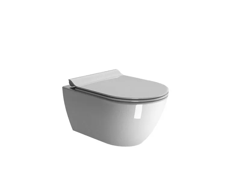 Унитаз подвесной безободковый GSI PURA 8815FR211 550 мм х 360 мм, с Swirlflush, с креплением, белый глянцевый