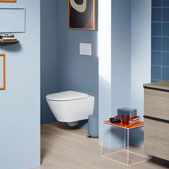 Унитаз подвесной + сиденье Duravit D-Neo Rimless 45770900A1 370 мм х 540 мм, с вертикальным смывом, без смывного края, с креплением Durafix, белый