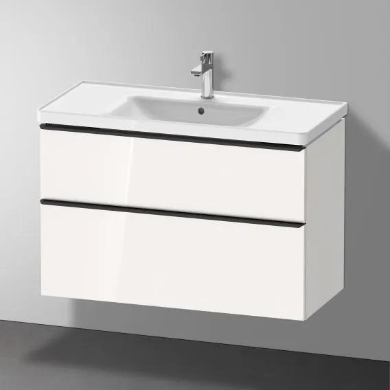 Тумба подвесная под раковину DURAVIT D-Neo DE435602222 984 мм х 452 мм, с выдвижным ящиком и выдвижным отделением, белый глянцевый
