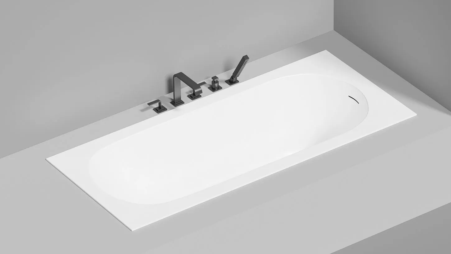 Встраиваемая овальная ванна SALINI ORNELLA KIT 102412M 800х1800х600 мм, с регулируемыми ножками, из S-Sense, слив-перелив, сифон, донный клапан, цвет Белый матовый