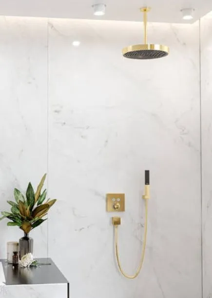Потолочный держатель для верхнего душа HANSGROHE 27389140 300 мм, цвет Шлифованная бронза