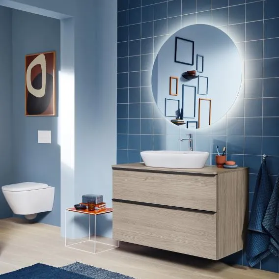 Тумба подвесная под раковину DURAVIT D-Neo DE4968040707 550 мм х 1000 мм, с двумя выдвижными ящиками и консолью, бетонно-серый матовый