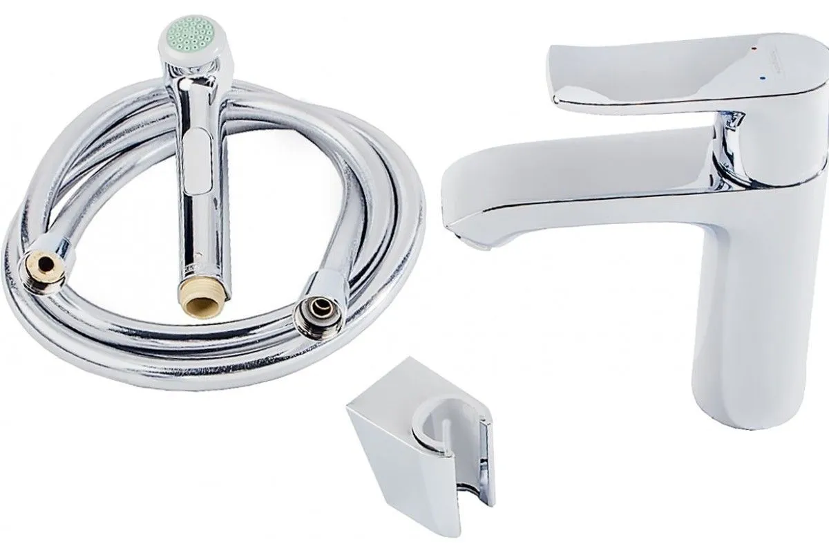 Смеситель для раковины с гигиенической лейкой Hansgrohe Metris 31285000 Хром