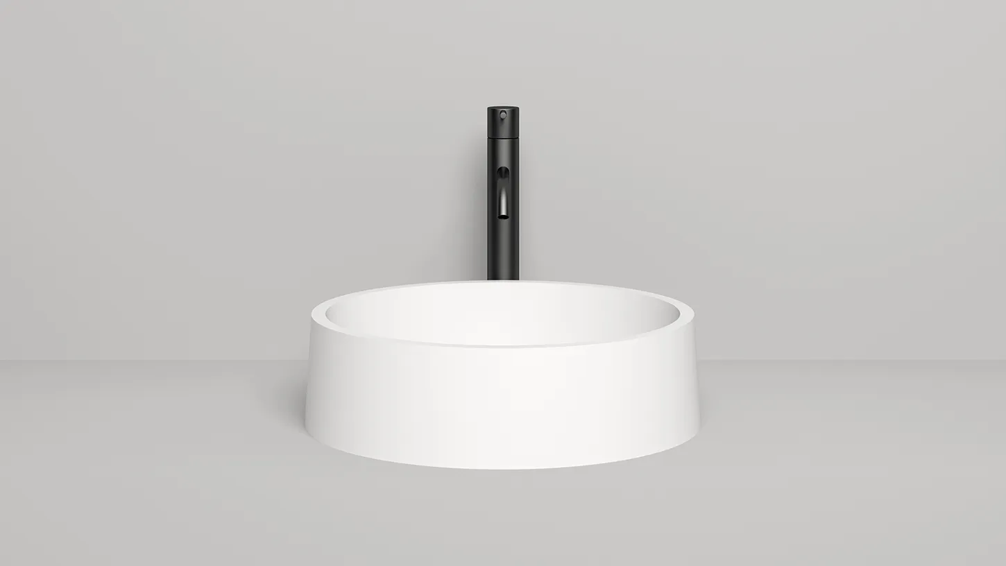 Раковина накладная круглая SALINI GLORIA 01 1102201M 440х440х125мм, S-Stone, без донного клапана, цвет Белый матовый