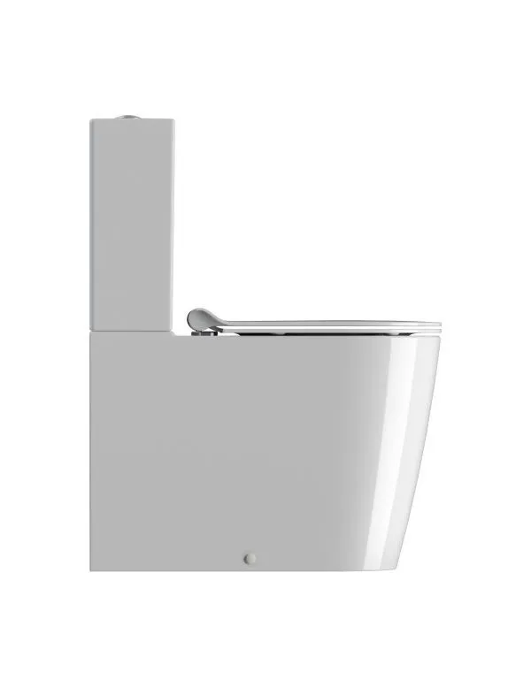 Унитаз напольный GSI KUBE X 9419F11 630 мм х 360 мм, с креплением FVB, Swirlflush, со сливом в стену, цвет Белый глянцевый