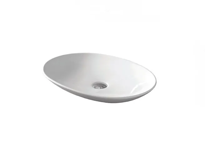 Раковина накладная овальная ARTCERAM LA FONTANA LFL001 01 00 600 мм х 420 мм, без отверстия под смеситель, без перелива, белый глянцевый