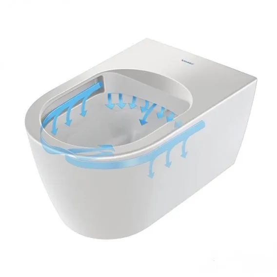 Унитаз подвесной Duravit Me by Starck Rimless 2529590000 с вертикальным смывом, для SensoWash, безободковый, с креплением Durafix, белый