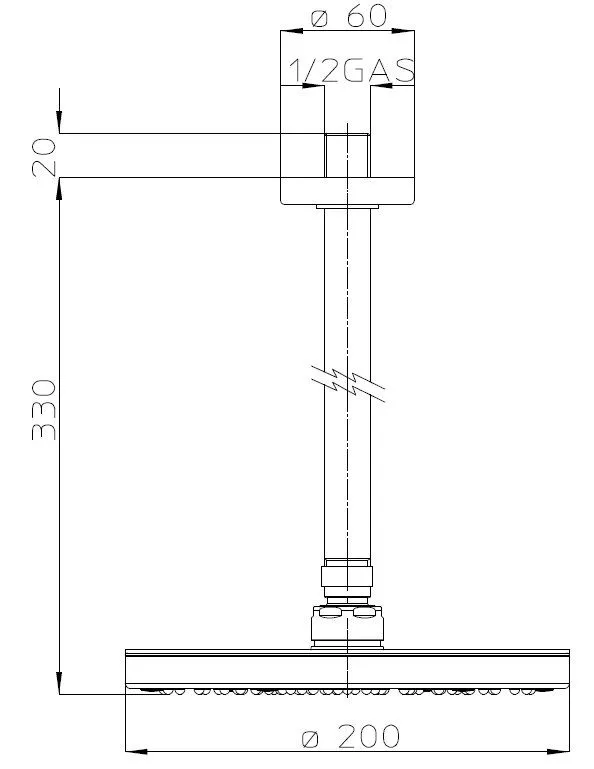Верхний душ Bossini Oki H31405G Хром с кронштейном