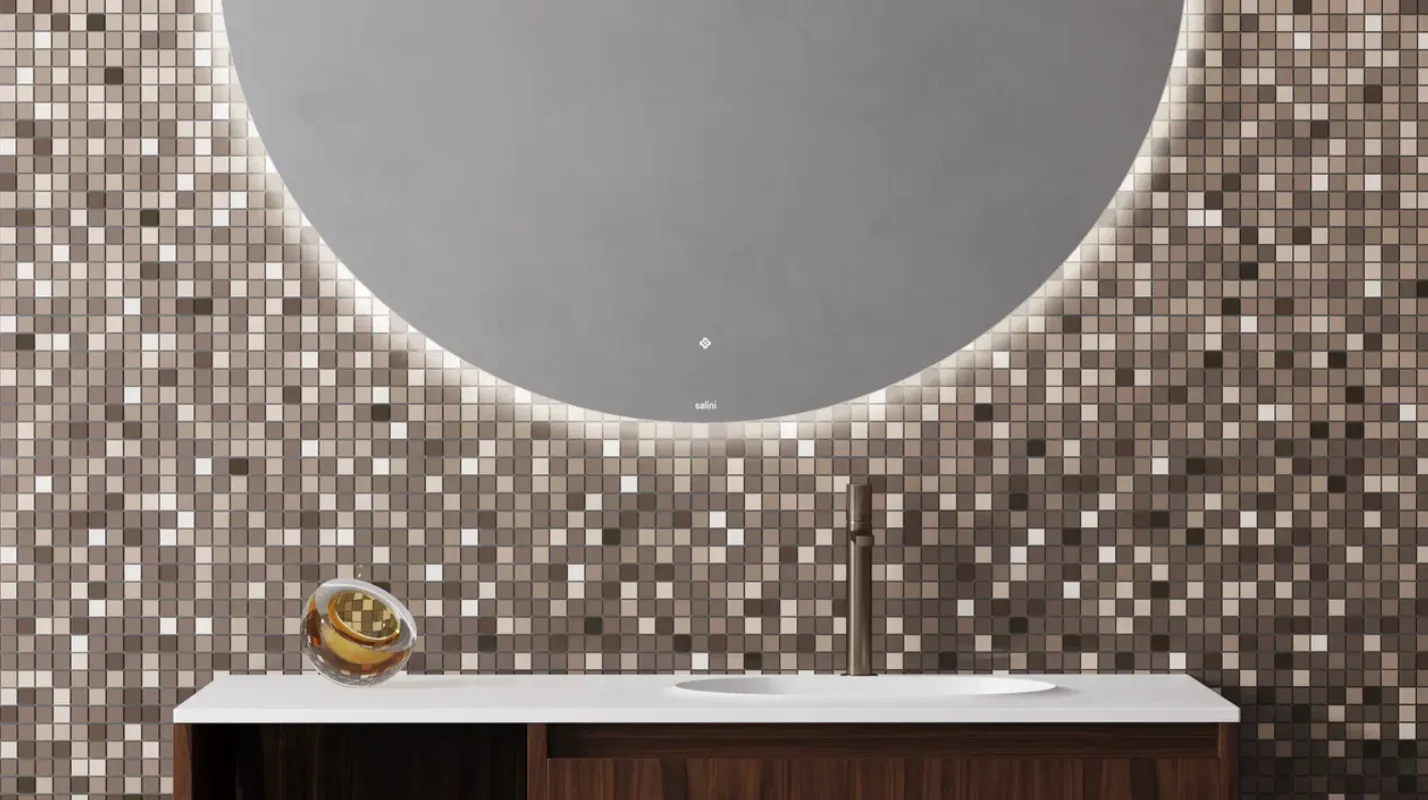 Зеркало круглое с LED - подсветкой и подогревом SALINI OMBRA 27M0360BH 25х600х600мм, с сенсорным включателем, цвет Серый