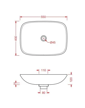 Раковина накладная ARTCERAM LA FONTANA LFL006 01 00 550 мм х 400 мм, без отверстия под смеситель, без перелива, белый глянцевый (Снято с производства)