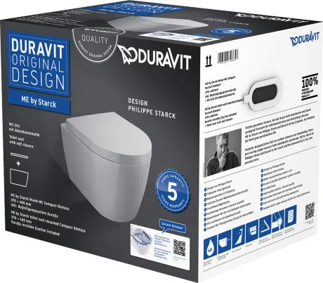 Подвесной унитаз Duravit ME By Starck Rimless 45300900A1 48 см с сиденьем (комплект)