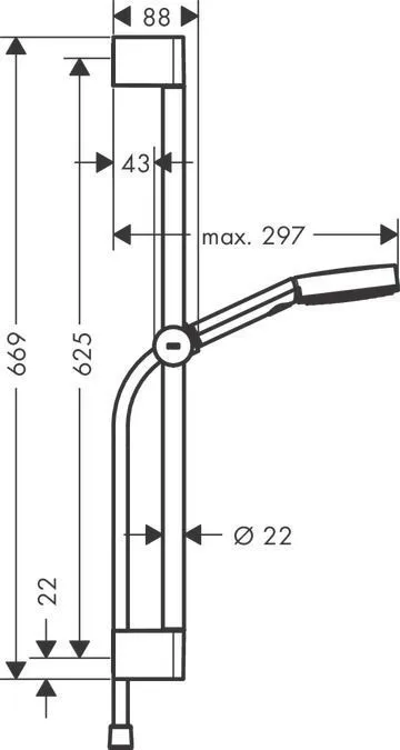 Душевой набор Hansgrohe Pulsify Select S 24160000 105 3jet Relaxation, со штангой 650 мм, хром