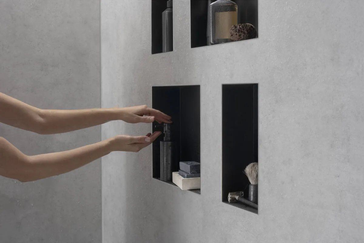 Настенный короб HANSGROHE XtraStoris Minimalistic 56073700 с открытой рамой 300 мм х 300 мм х 100 мм, матовый белый