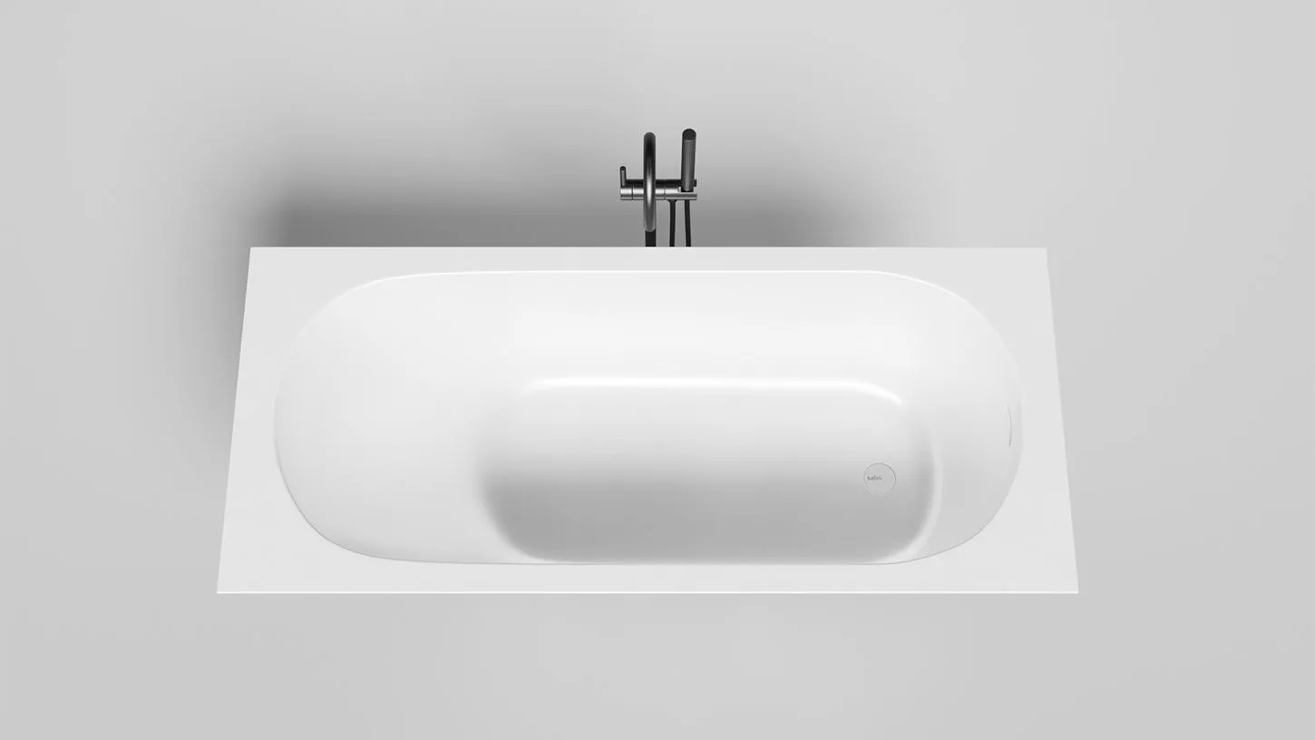 Встраиваемая ванна с овальной чашей SALINI ORNELLA KIT 102411M 750х1700х600 мм, S-Sense, регулируемые ножки, донный клапан "Click-Clack", сифон, интегрированный слив-перелив, цвет Белый матовый