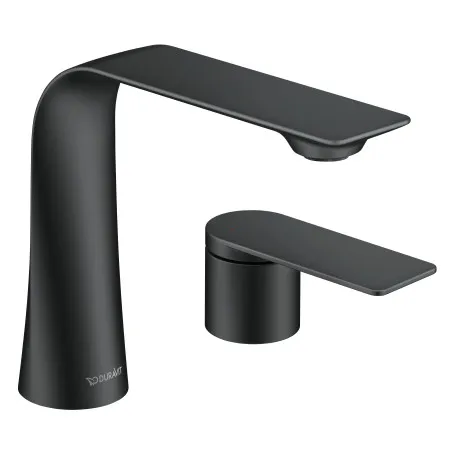 Однорычажный смеситель для раковины Duravit D.1 D11120002046 на два отверстия, без донного клапана, чёрный матовый