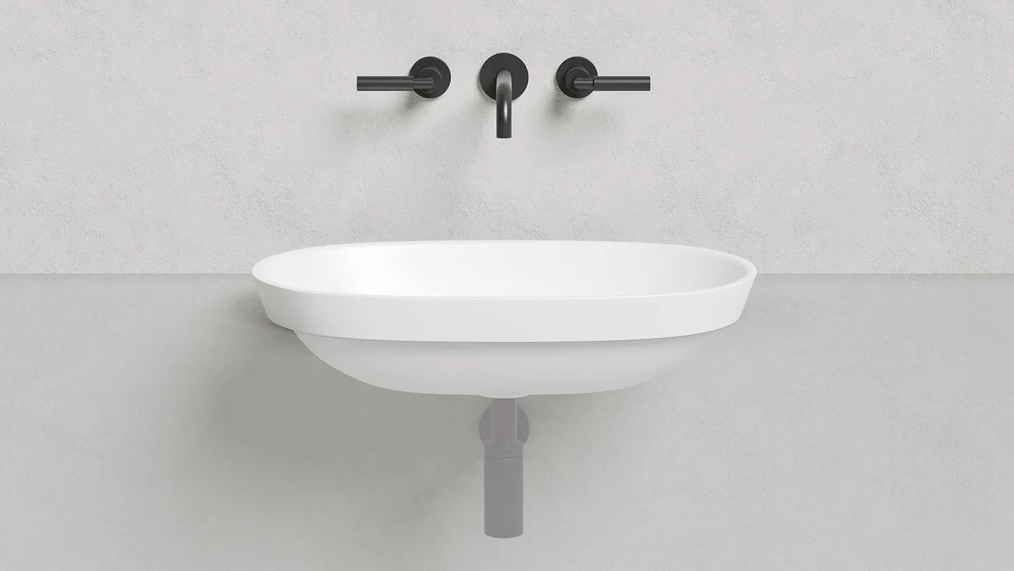 Раковина полувстраиваемая овальная SALINI MAREA 01 1802201M 645х387х165мм, S-Stone, без донного клапана, цвет Белый матовый