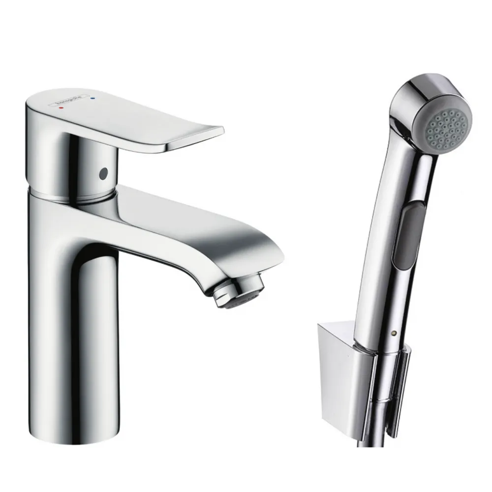 Смеситель для раковины с гигиенической лейкой Hansgrohe Metris 31285000 Хром