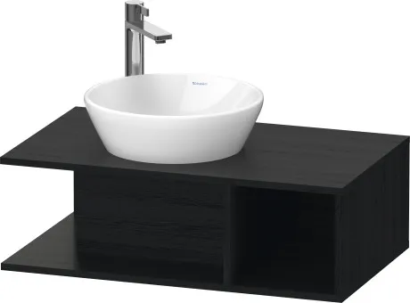 Тумба подвесная под раковину DURAVIT D-Neo DE491801616 800 мм х 480 мм, с консолью, с открытой полкой справа, чёрный дуб
