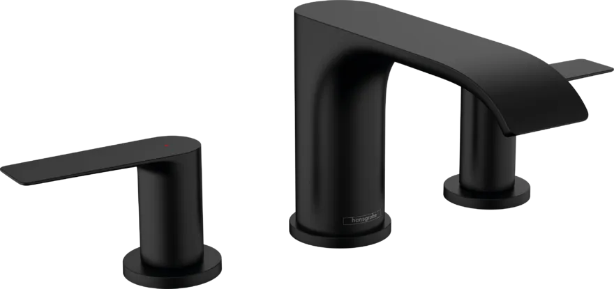 Смеситель для раковины на 3 отверстия HANSGROHE Vivenis 75033670 90 мм, со сливным гарнитуром, чёрный матовый