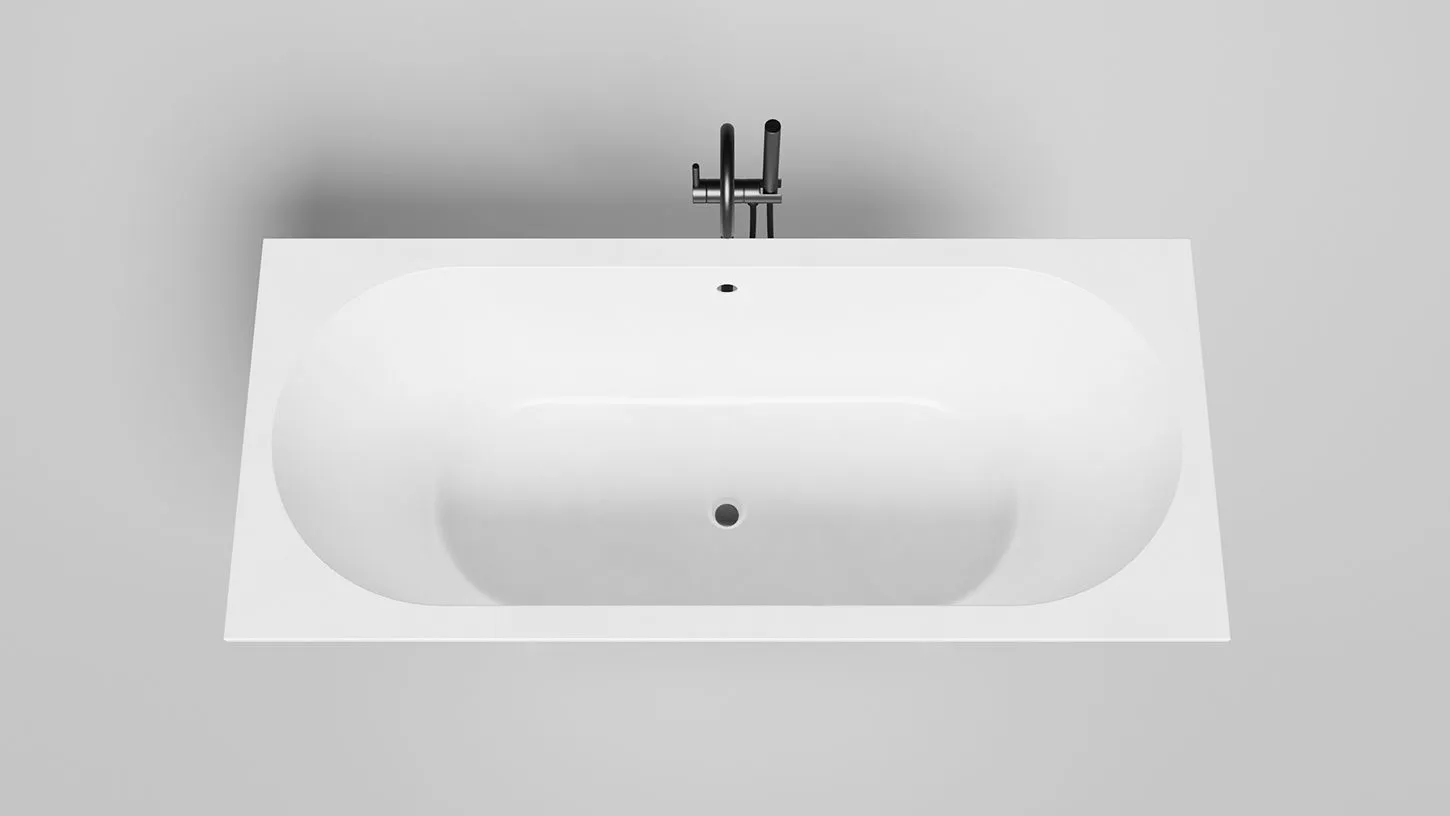 Встраиваемая ванна с овальной чашей SALINI ORNELLA AXIS 103423M 750х1700х600 мм, S-Stone, регулируемые ножки, цвет Белый матовый