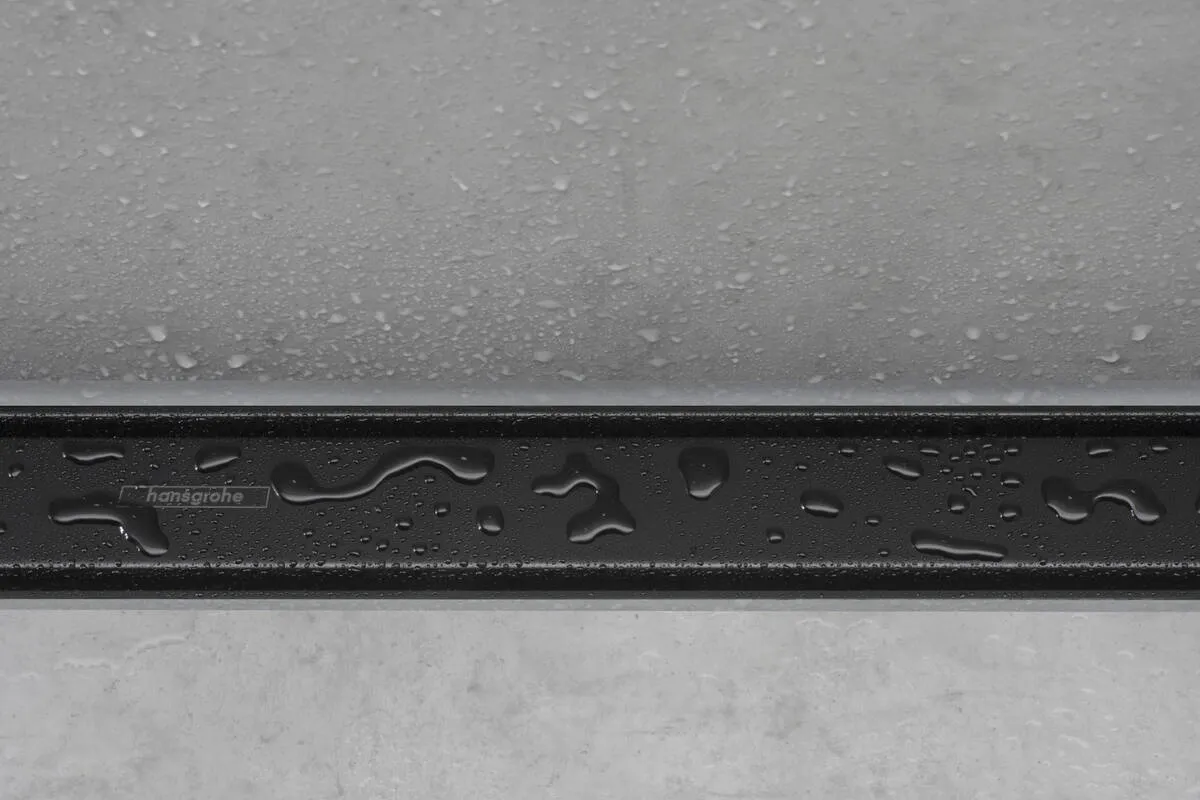 Внешняя часть линейного слива для душа HANSGROHE RainDrain Match 56036670 600 мм, c регулировкой по высоте, матовый чёрный