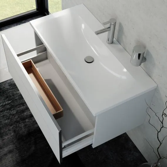 Комплект мебели KEUCO Royal Reflex.2  39604 210100 тумба 996 мм х 487 мм и умывальник 1000 мм х 490 мм, Белый глянцевый/белый