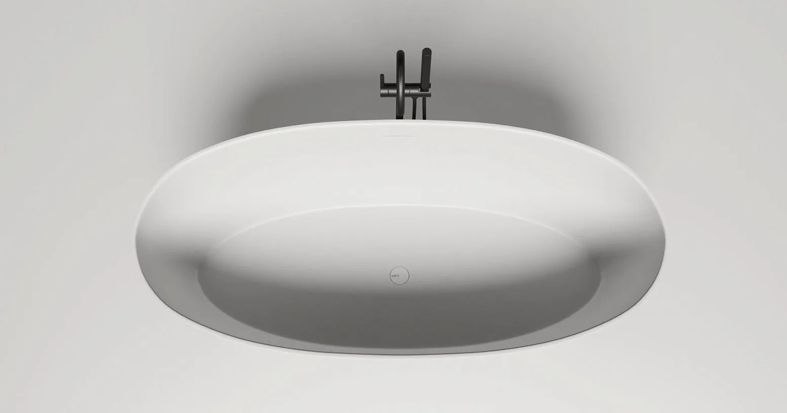 Отдельностоящая ванна с овальной чашей SALINI ALDA 101912G 1700х800х595 мм, S-Sense, донный клапан, сифон, интегрированный слив-перелив, цвет Белый глянцевый