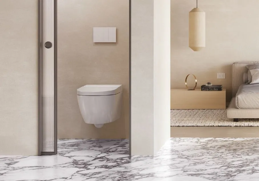 Подвесной умный безободковый унитаз GSI WClean 7418K11 590х375 мм, с модулем электронного биде и сиденьем Soft-Close, цвет Белый глянцевый