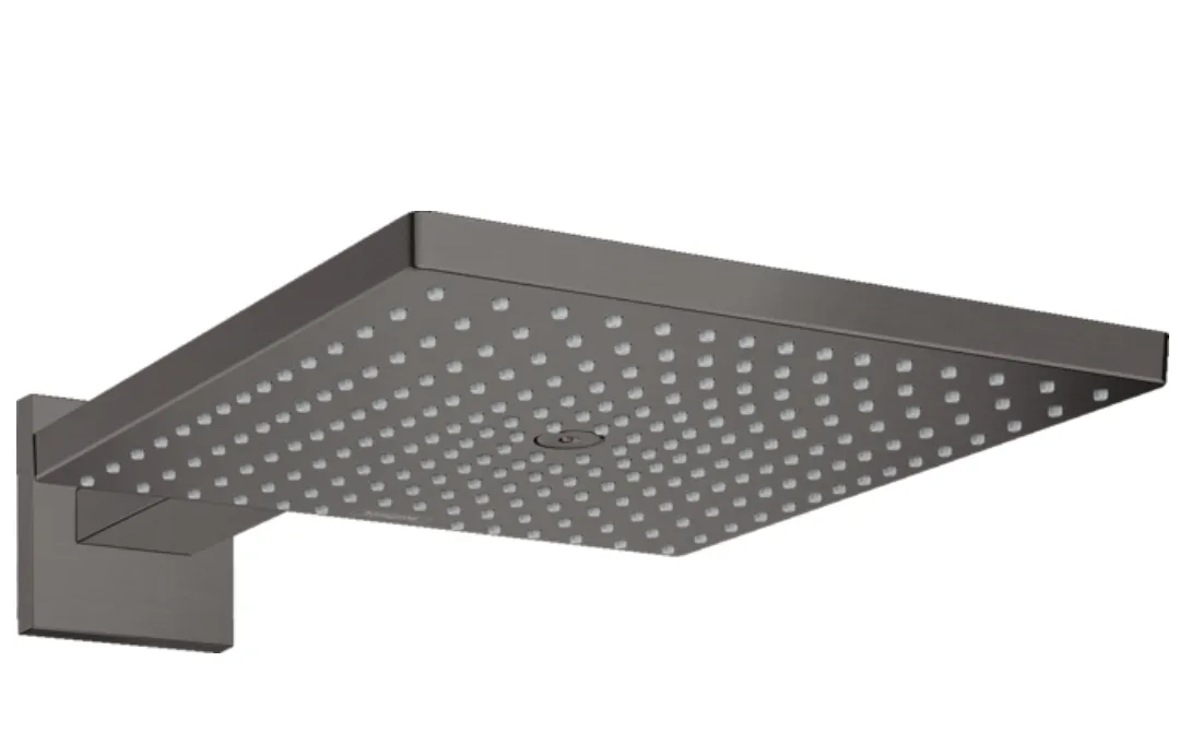 Верхний душ квадратный с настенным держателем HANSGROHE Raindance E 26238340 300, 1jet, цвет Шлифованный чёрный хром