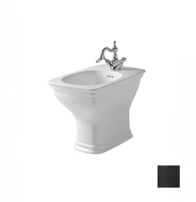 Биде напольное ARTCERAM CIVITAS CIB002 03 00 360 мм х 540 мм, с отверстием под смеситель, с переливом, с креплением, чёрное глянцевое  (Снимается с производства)