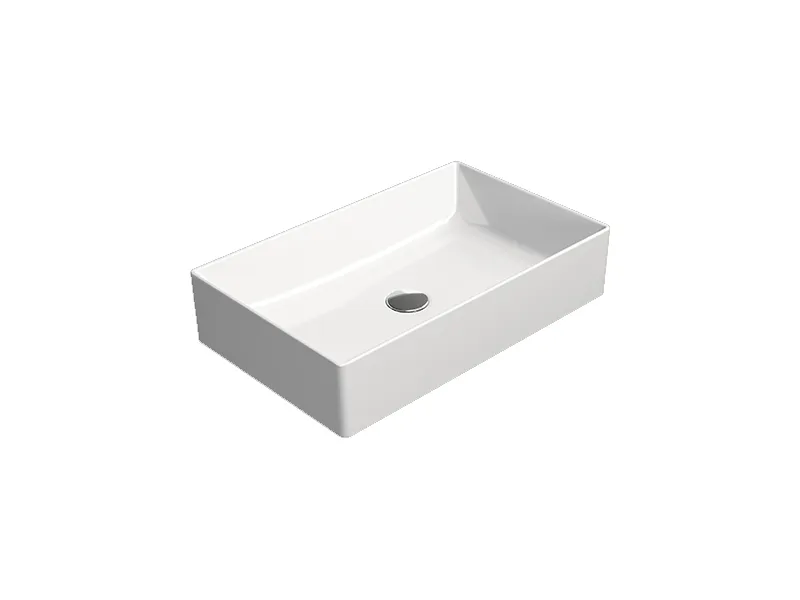 Раковина накладная GSI KUBE X 945311 370 мм х 600 мм, без отверстия под смеситель, без перелива, белая глянцевая