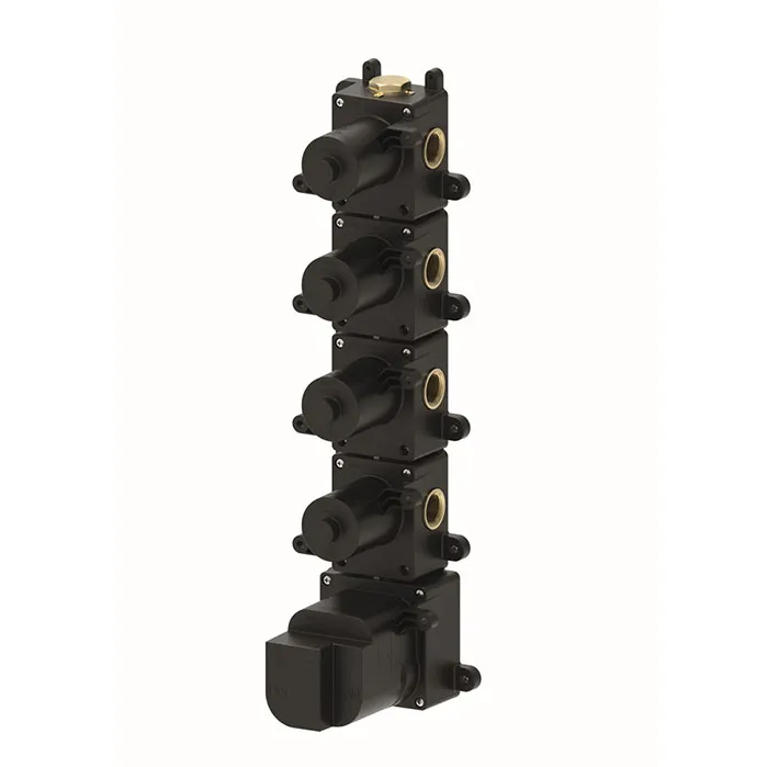 Встраиваемая часть термостатического смесителя ALMAR High Flow E176004 с 4 запорными вентилями, цвет Чёрный