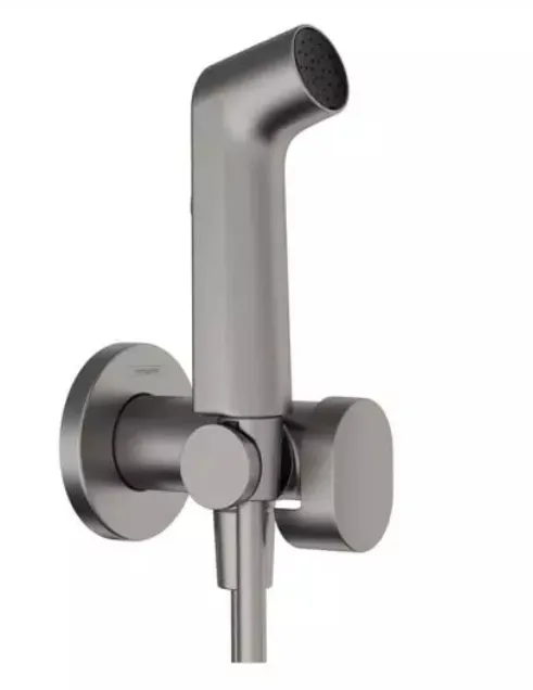 Гигиенический комплект HANSGROHE Bidette S 1 jet 29232340 со шлангом и держателем, цвет Шлифованный чёрный хром