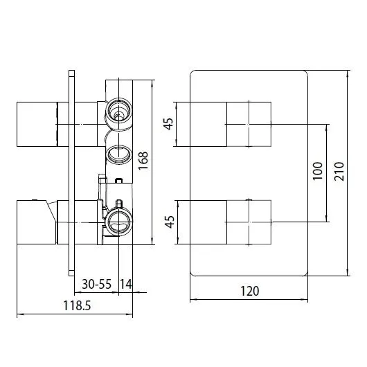Наружная часть смесителя для ванны BOSSINI CUBE NEW Z00062.073 Чёрный матовый