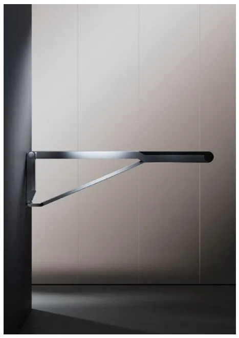 Складной поручень для установки справа и слева KEUCO AXESS 35003 170837 850 мм, цвет Алюминий серебристый анодированный/Чёрный