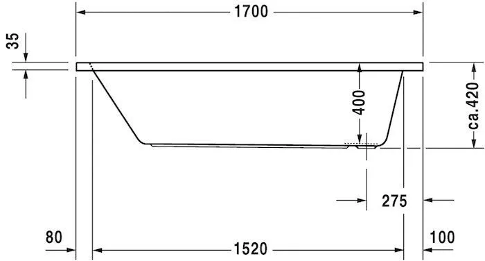 Акриловая встраиваемая ванна Duravit D-Code 700098000000000 1700 х 700