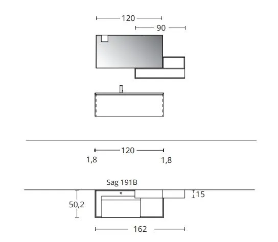 Комплект мебели BMT IKON IK-05   1620х1950х502 мм, с тумбой, раковиной, полкой и зеркалом, цвет Natural Walnut