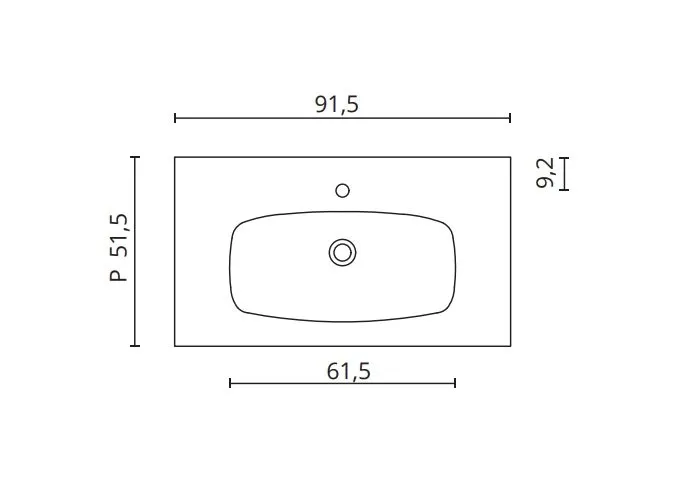 Раковина керамическая с консолью BMT GALAXY 801 741 LAF 03 918    915х18х515 мм, с отверстием под смеситель, с переливом, Ceramica Grigio Scuro Opaco