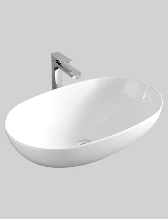 Раковина овальная накладная ARTCERAM LA CIOTOLA LCL002 01 00 700 мм х 440 мм, без отверстия под смеситель, без перелива, белый глянцевый